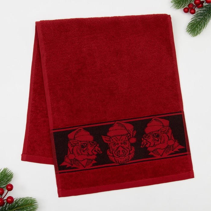 Полотенце махровое "Свин" 30х70 см 100% хлопок, 370гр/м2