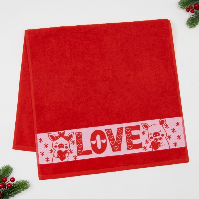 Полотенце махровое "Love" 50х90 см 100% хлопок, 370гр/м2