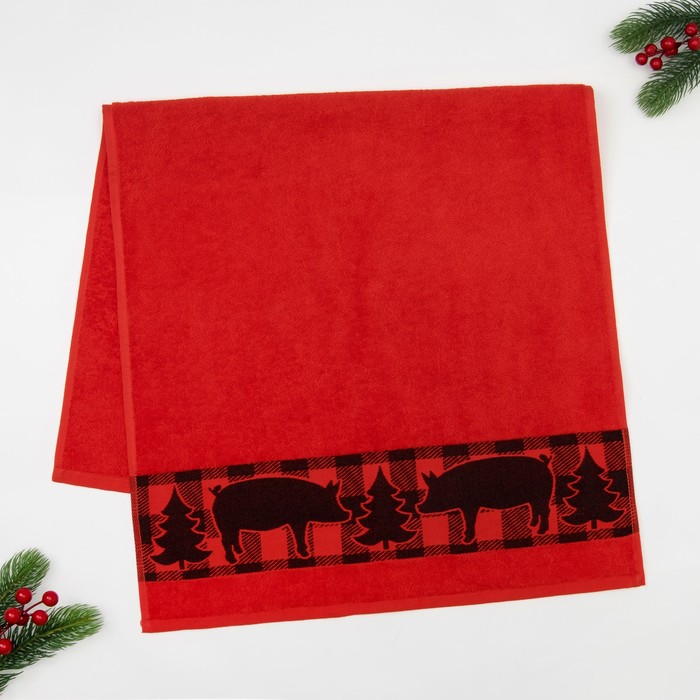 Полотенце махровое "Символ года" 50х90 см 100% хлопок, 370гр/м2