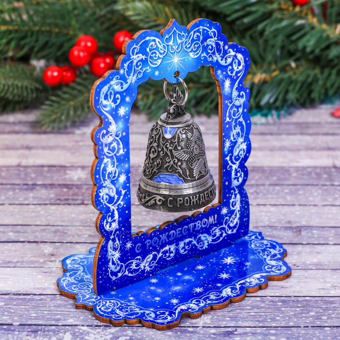 Колокольчик в деревянной рамке «Серафим», 11,5 х 12,5 х 8 см