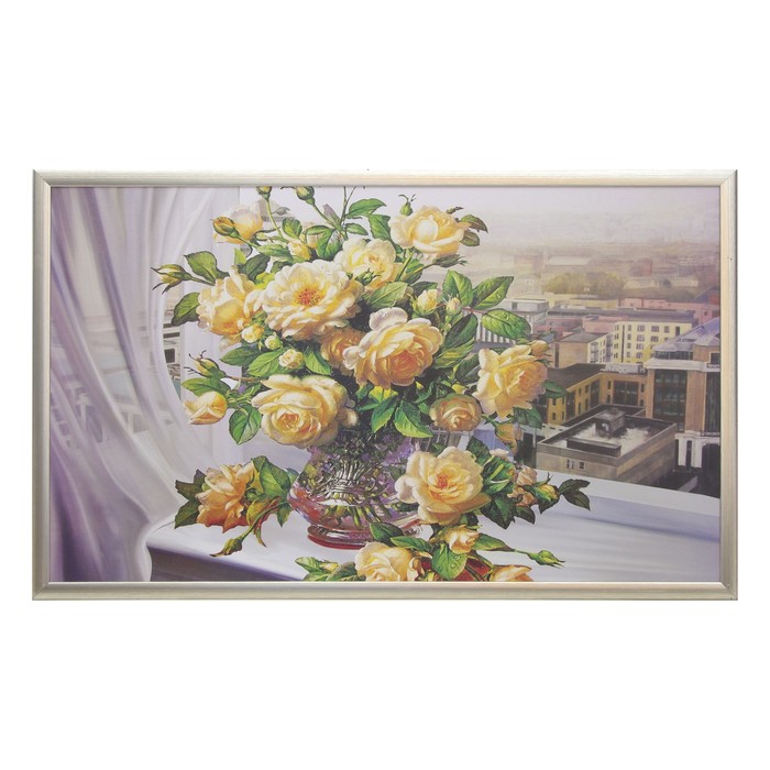 Картина "Букет у окна" 64*104 см