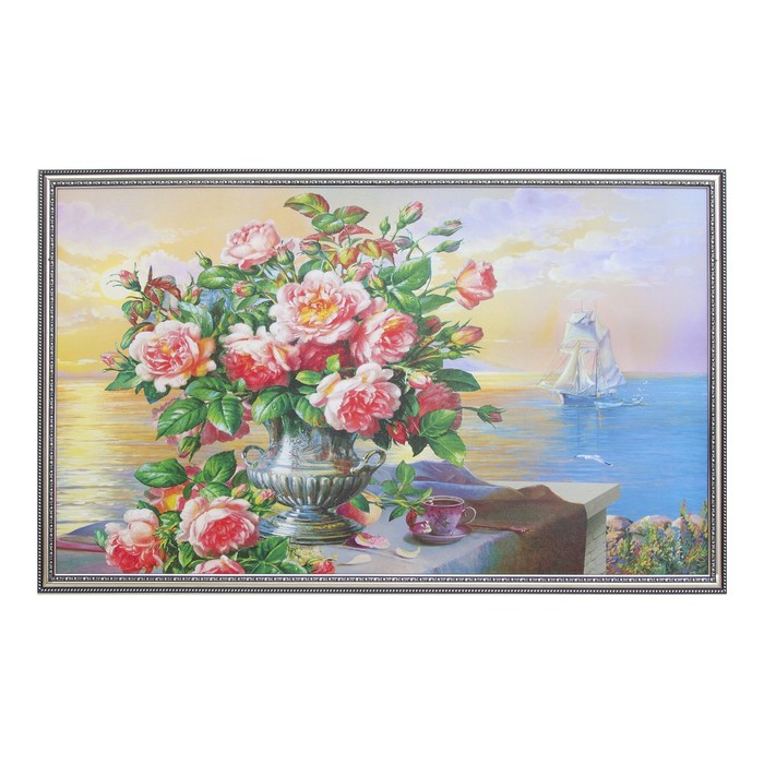 Картина "Букет на берегу" 64*104 см