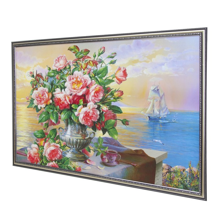 Картина "Букет на берегу" 64*104 см