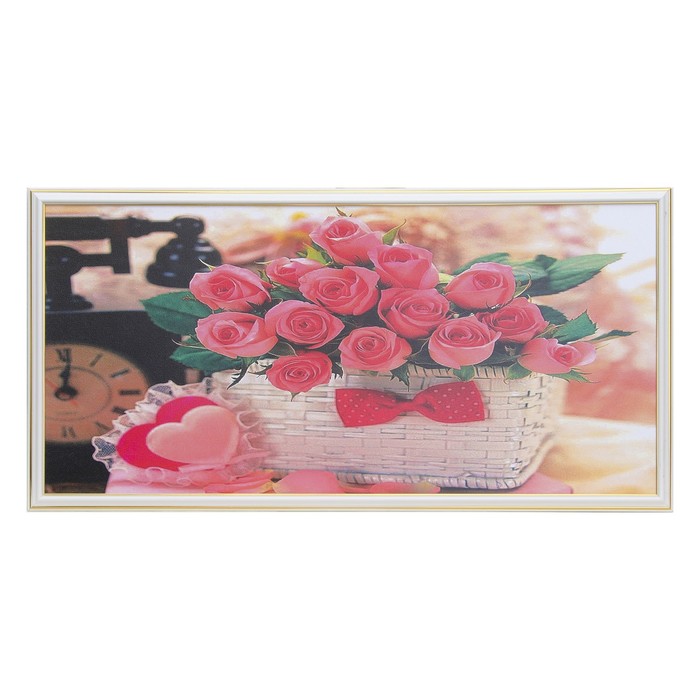 Картина "Розочки в корзине" 36*72 см