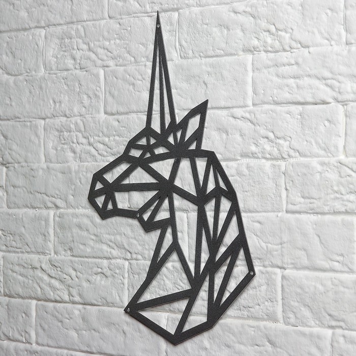 Панно металлическое "Единорог" 30х30см серебро