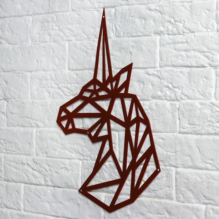 Панно металлическое "Единорог" 30х30см бронза