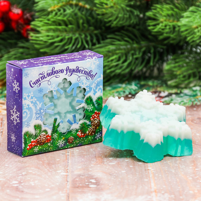 Мыло в форме снежинки «Счастливого Рождества!», 8 х 7,5 х 2 см