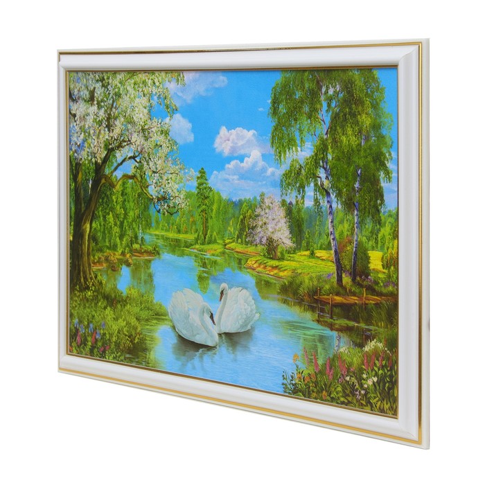 Картина "Пара лебедей" 28*38 см