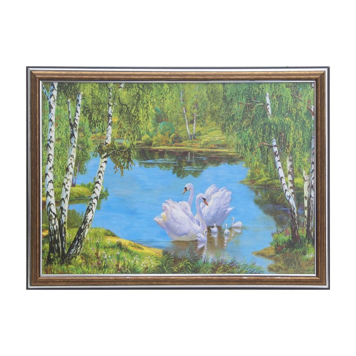 Картина "Семья лебедей" 28*38 см