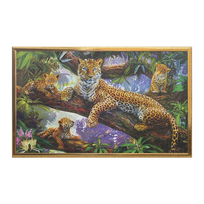 Картина "Семья леопардов" 64*104 см