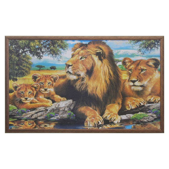 Картина "Львиная семья" 64*104 см