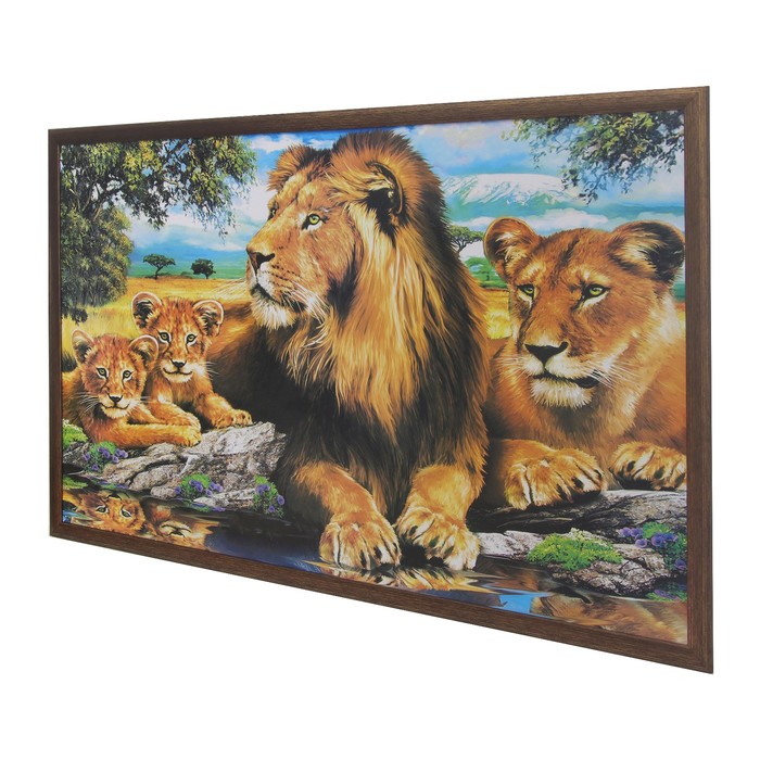 Картина "Львиная семья" 64*104 см