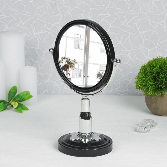 Зеркало на ножке, круглое, двустороннее, с двукратным увеличением, d=12см, цвет МИКС