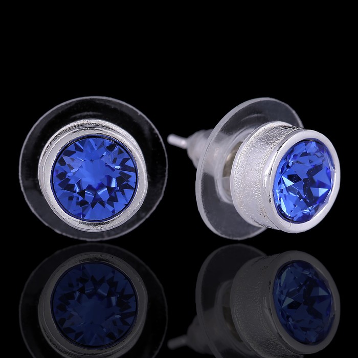 Серьги "Неразлучники малые", цвет синий в серебре