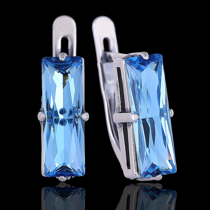 Серьги "Гармсиль", цвет голубой в чернёном серебре