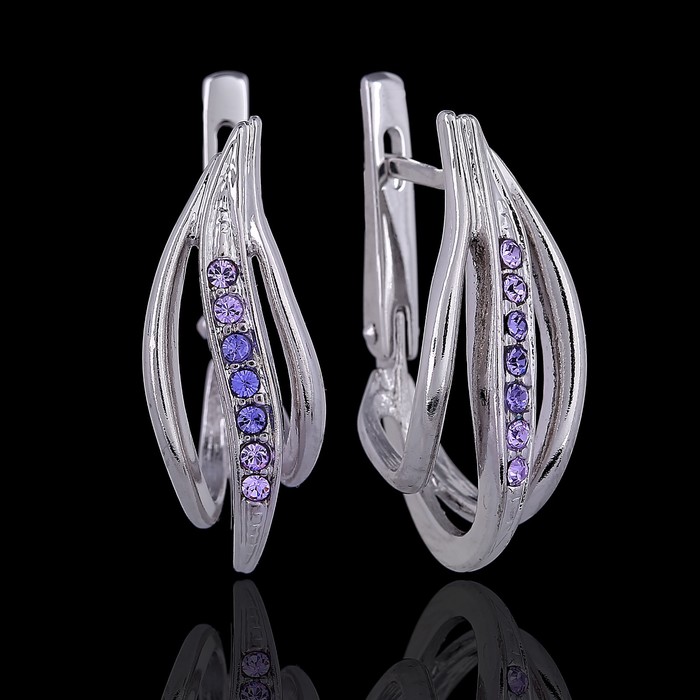 Серьги "Зефир", цвет фиолетовый в серебре