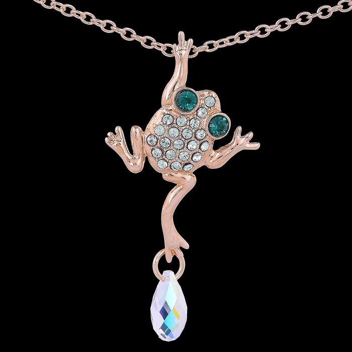 Кулон "Анура", цвет зелёный в золоте