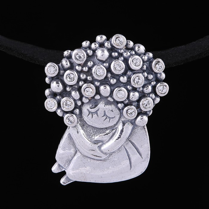 Кулон "Дрема", цвет белый в чернёном серебре