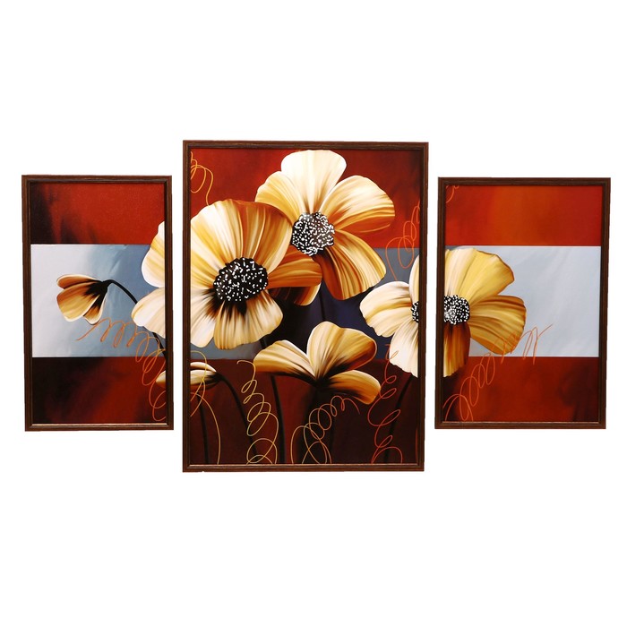 Модульная картина "Золотые маки" 62*108 см (47х62, 28х48, 33х48)