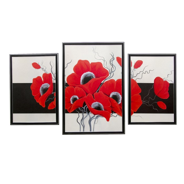 Модульная картина "Красные маки" 62*108 см (33х48-2, 42х62)