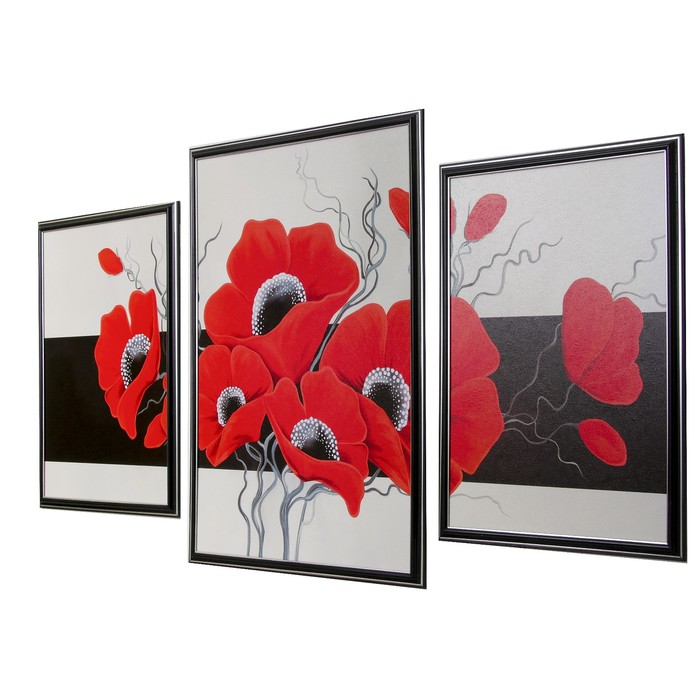 Модульная картина "Красные маки" 62*108 см (33х48-2, 42х62)