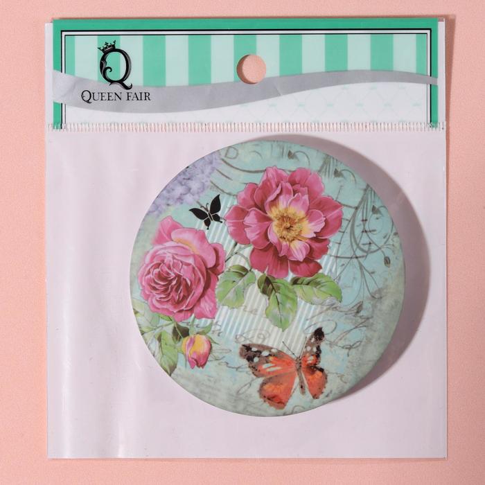 Зеркало складное «Цветы», круглое, двустороннее, без увеличения, d=7см, цвет МИКС