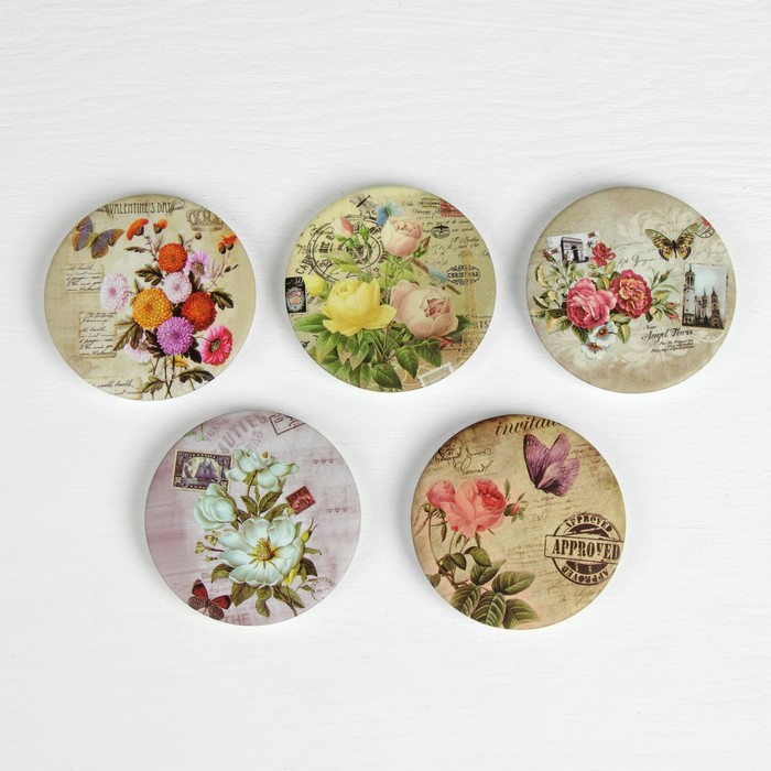 Зеркало складное «Цветы», круглое, двустороннее, без увеличения, d=7см, цвет МИКС
