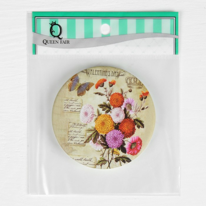 Зеркало складное «Цветы», круглое, двустороннее, без увеличения, d=7см, цвет МИКС