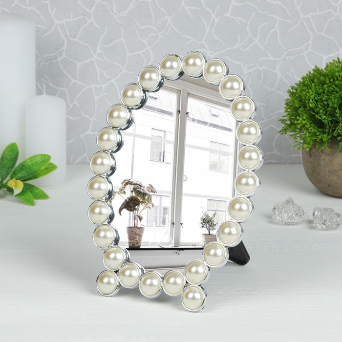 Зеркало на подставке «Жемчуг», овальное, цвет белый