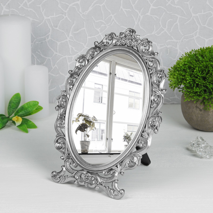 Зеркало на подставке, овальное, цвет МИКС