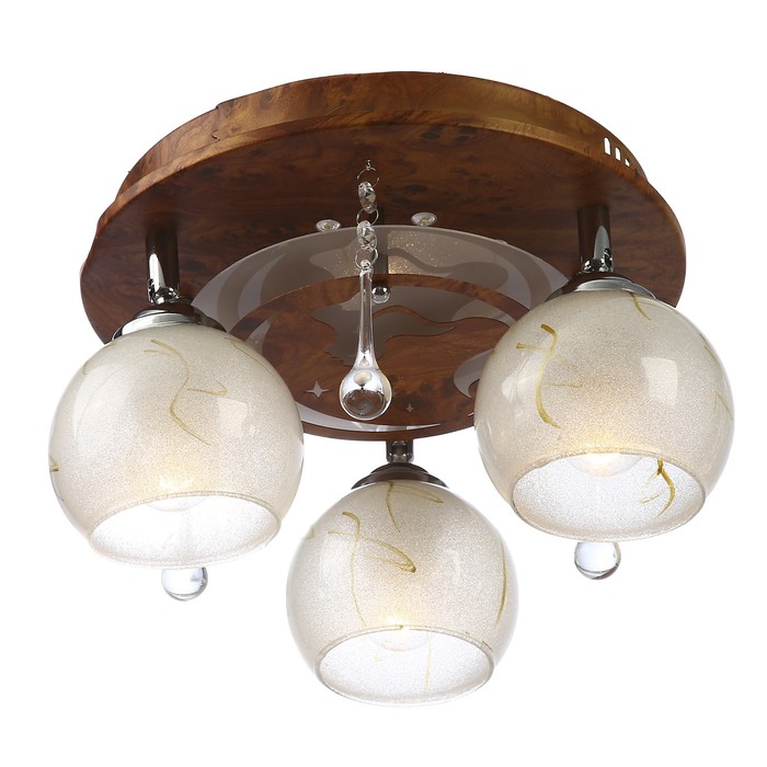 Люстра "Новелла" 3x40Вт Е27 коричневый-хром 57x15x21см.