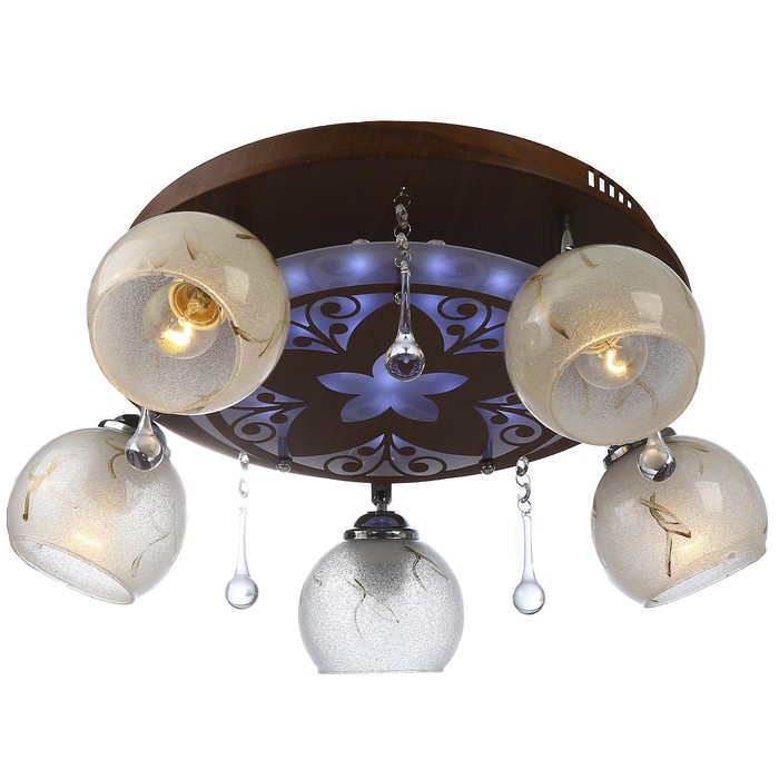 Люстра "Новелла" 5x40Вт Е27 коричневый-хром 57x15x21см.