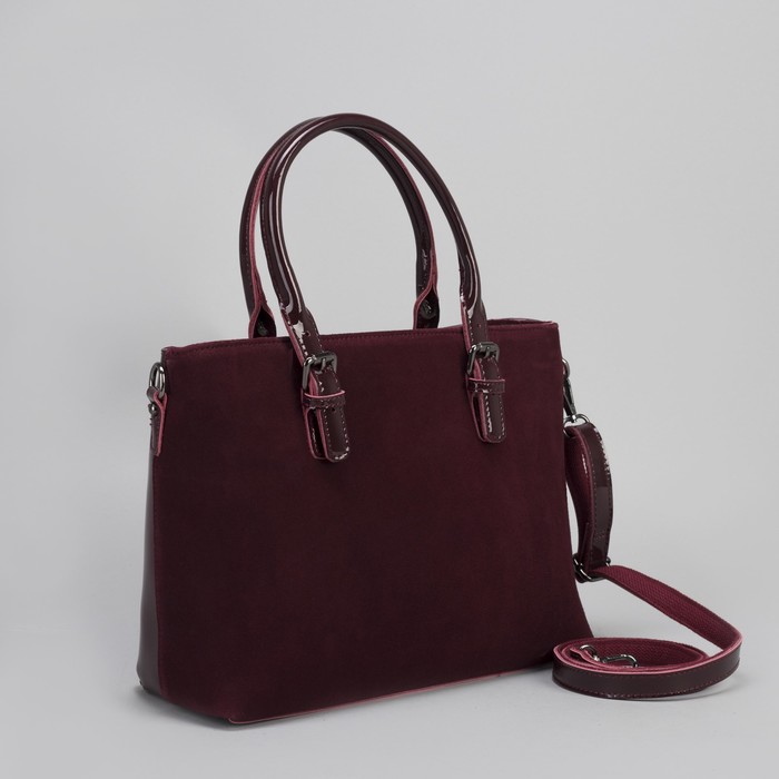 Сумка женская, отдел с перегородкой на молнии, наружный карман, длинный ремень, цвет бордовый