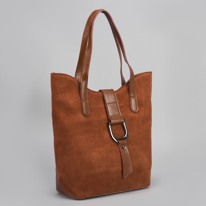 Сумка женская, отдел с перегородкой на молнии, наружный карман, длинный ремень, цвет рыжий