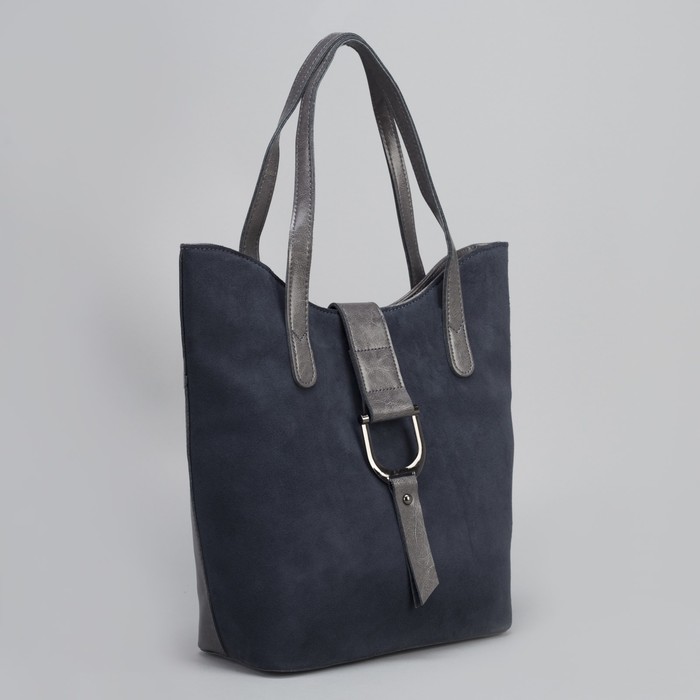 Сумка женская, отдел с перегородкой на молнии, наружный карман, длинный ремень, цвет серый