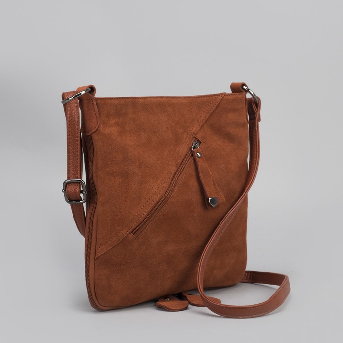 Сумка женская, отдел на молнии, с расширением, 2 наружных кармана, длинный ремень, цвет рыжий