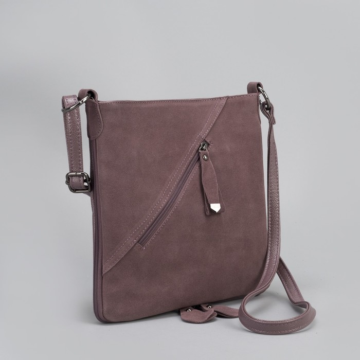 Сумка женская, отдел на молнии, с расширением, 2 наружных кармана, длинный ремень, цвет пудровый