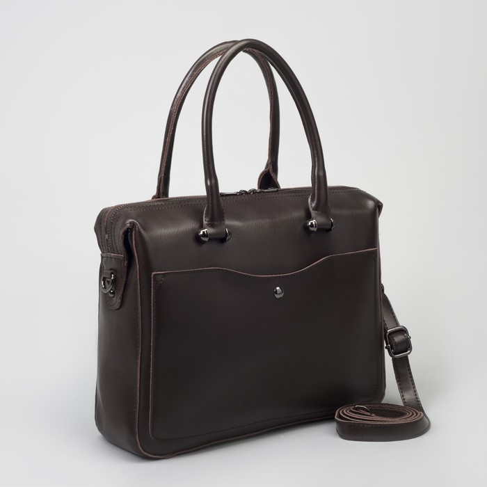 Сумка женская, отдел с перегородкой, 2 наружных кармана, длинный ремень, цвет коричневый