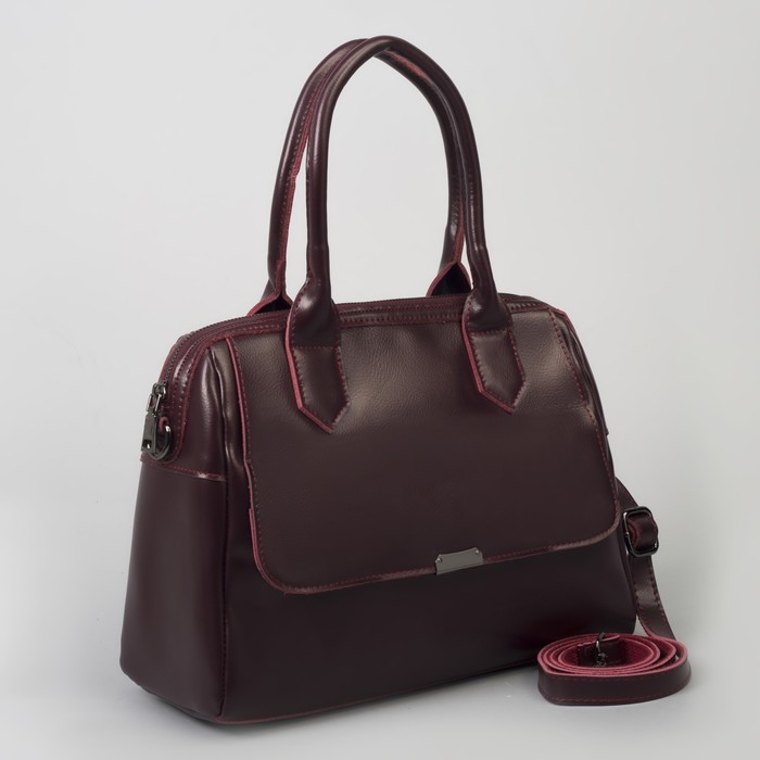 Сумка женская, отдел на молнии, 2 наружных кармана, длинный ремень, цвет бордовый