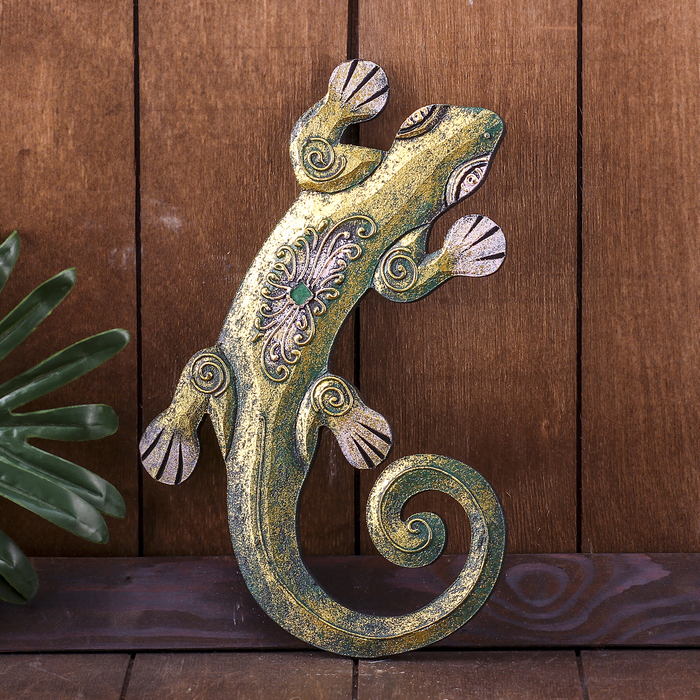 Панно мдф "Изумрудный геккон" 25х14х0,5 см