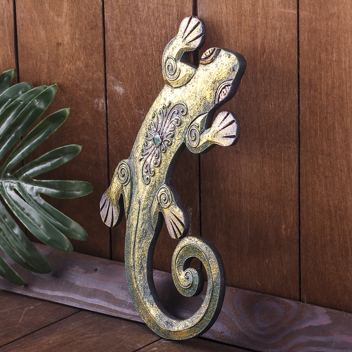 Панно мдф "Изумрудный геккон" 25х14х0,5 см