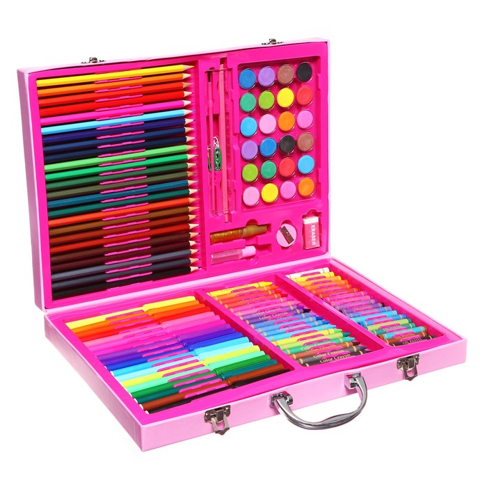 Набор для рисования в розовой коробке набор для рисования в деревянной коробке обтянутой пвх большой