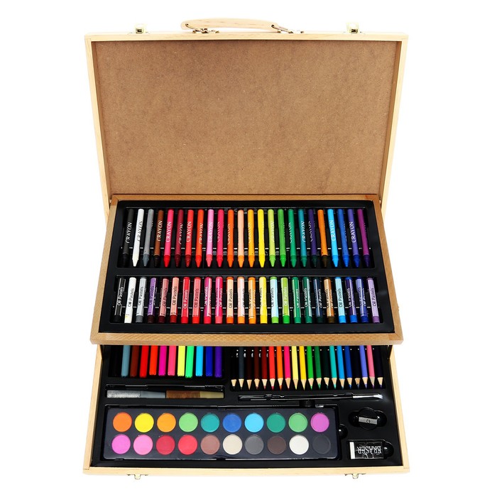 Набор для рисования в деревянном чемоданчике, складной набор для рисования в чемоданчике 145 предметов розовый
