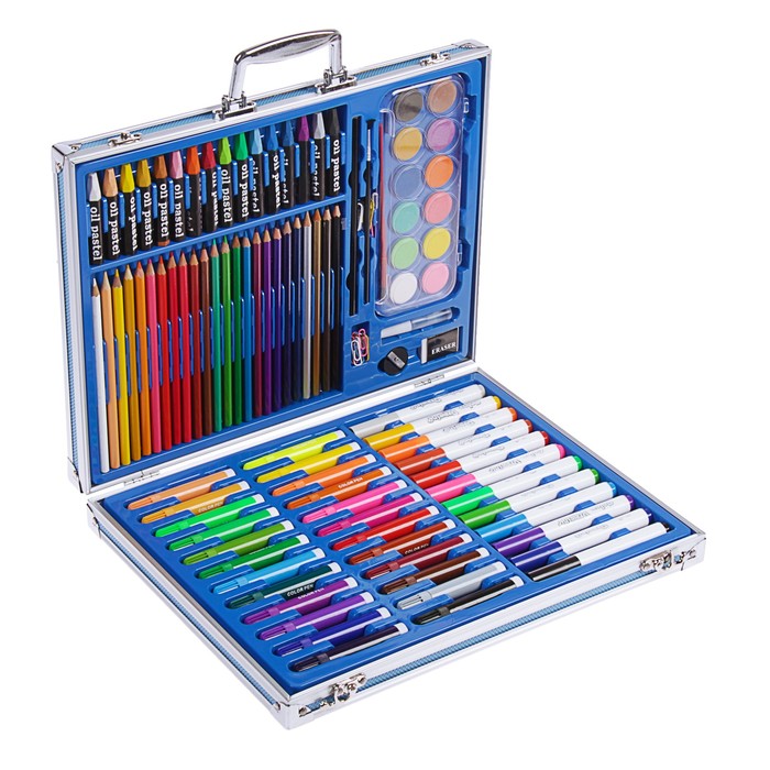 Набор для рисования в голубой коробке складной