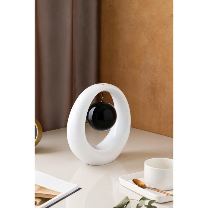 Ваза "Орбита", подвесная планета, бело-чёрная