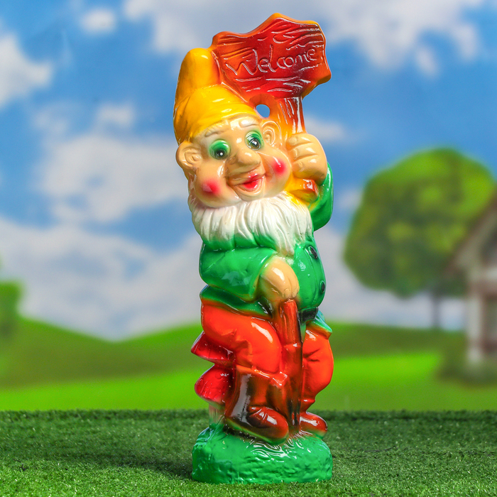 Садовая фигура "Гном Вэлком", малый глянец микс