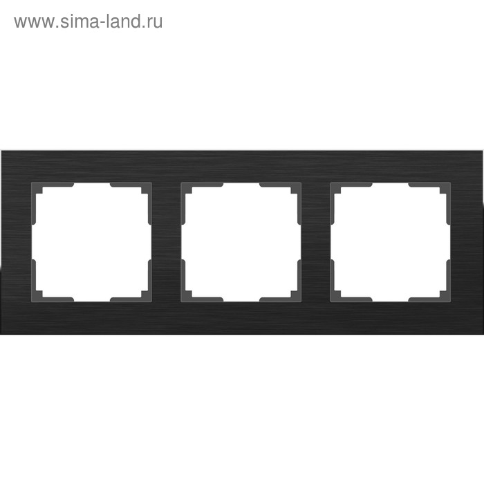 Рамка на 3 поста WL11-Frame-03, цвет черный алюминий цена и фото
