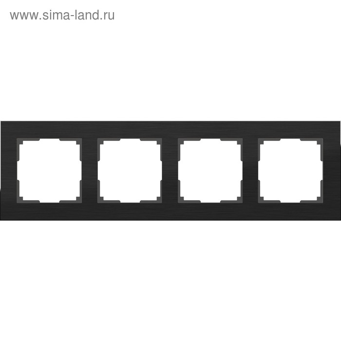 Рамка на 4 поста WL11-Frame-04, цвет черный алюминий цена и фото
