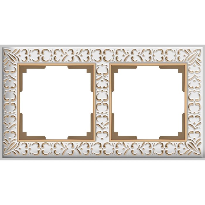 Рамка на 2 поста  WL07-Frame-02, цвет белое золото