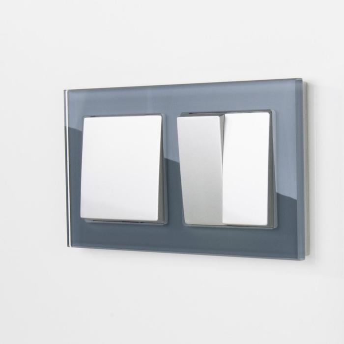 Рамка на 2 поста  WL01-Frame-02, цвет серый, материал стекло